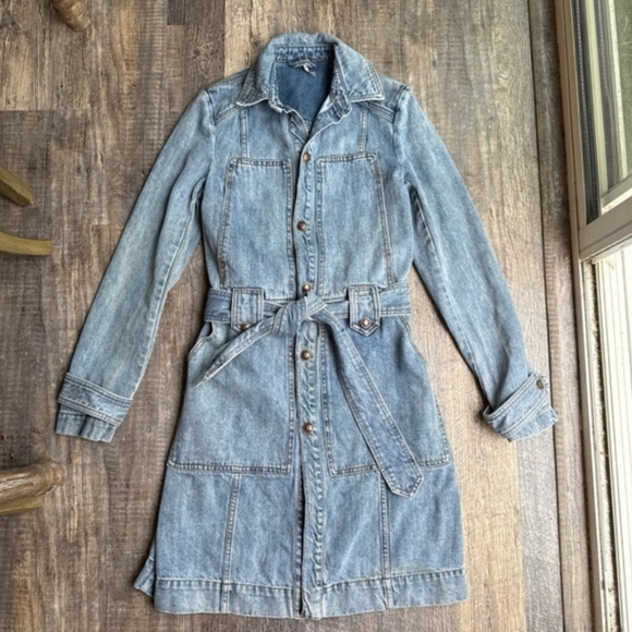 Free People Jackets & Blazers - Free People Womens Denim Jean Button Up Dress Size XS